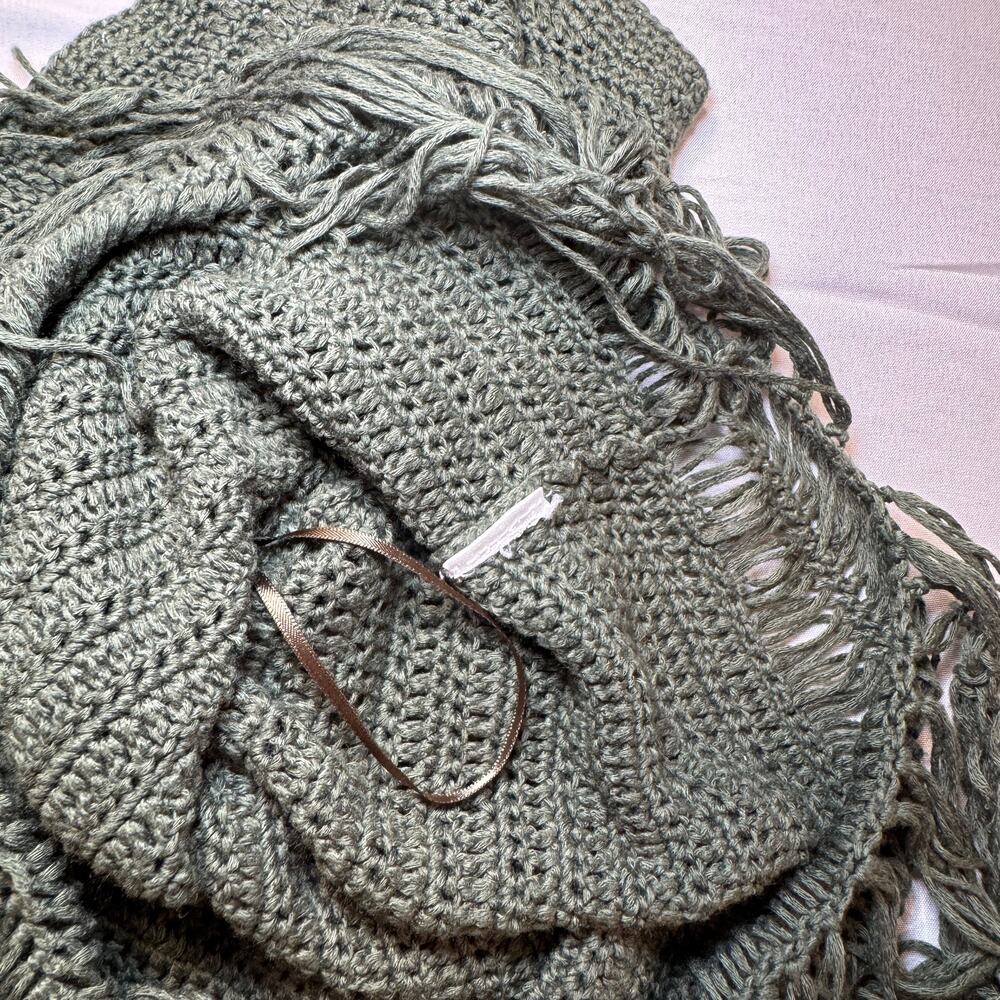 Crochet Fringe Tank Top Olive Green Women's Small Boho Festival St Patricks - Picture 9 of 11